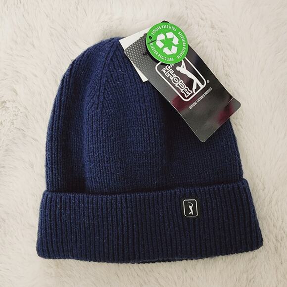 PGA Tour Other - NWT PGA Golf Tour Men's Recycled Polyester Beanie Navy Hat